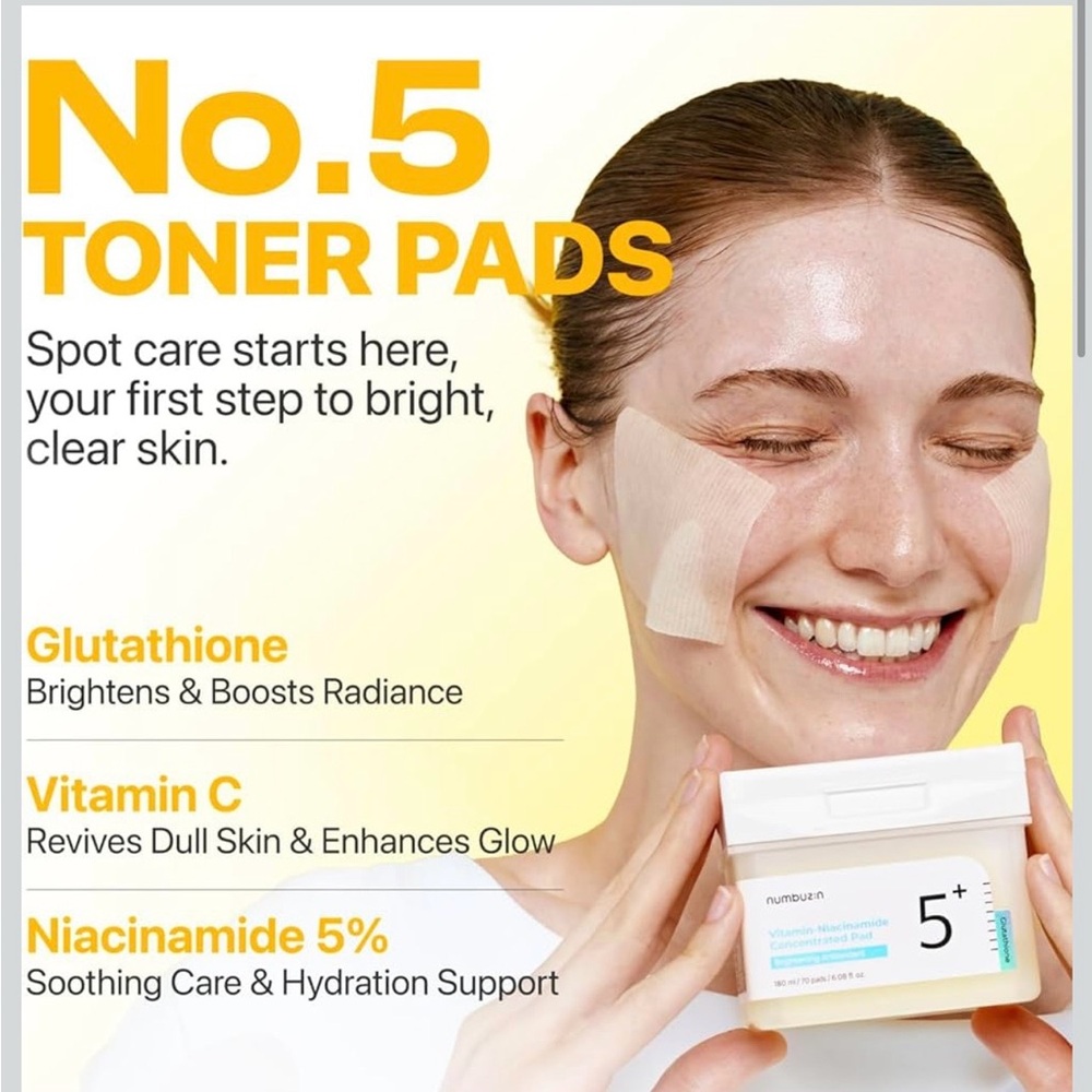NUMBUZIN NO5+ GLUTATHIONE VITAMIN CONCENTRATED TONER PADS - BRAND NEW
